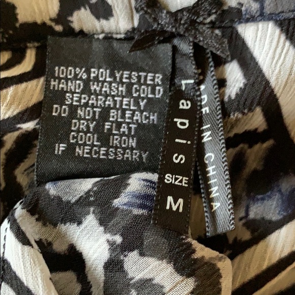 Lapis Sheer Patterned Ruffled Button Up Top EUC - Picture 8 of 8